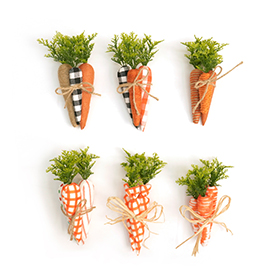 Set of 3 faux carrot with artifical plastic stem