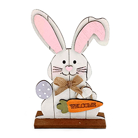 Spring white bunny welcome wooden table decor