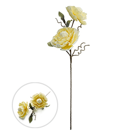 Vintage yellow peony artificial flowers stem
