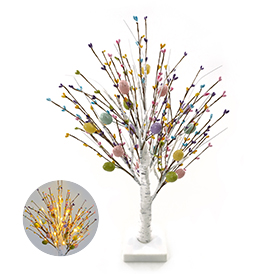 Spring colorful hearts and eggs tree light arrangement