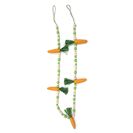 Spring wooden bead and carrot garland