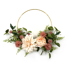 Spring dahlia and peony wreath