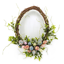Easter egg and plastic lvs wreath