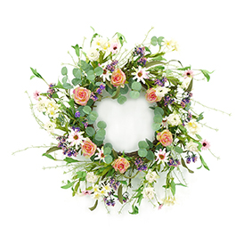 Spring rose and twig wreath