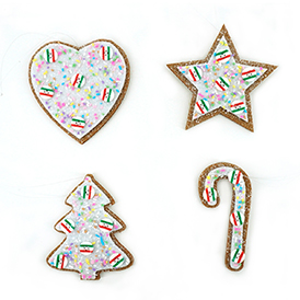Button decorated cookie hangings set of 4