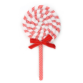 Red and white check lollipop decorations