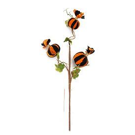 Orange and black striped pumpkin pick