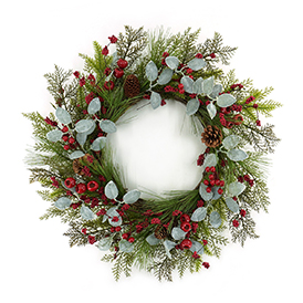 Pine-needle red scalded fruit wreath