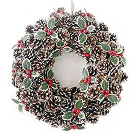 Artificial pine cone wreath