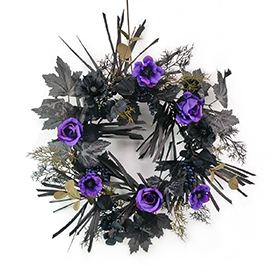 Black purple rose wreath