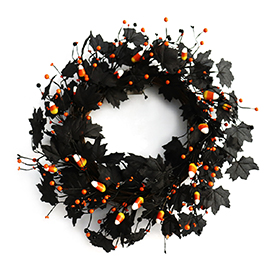 Black pumpkin leaf colorful pearl wreath